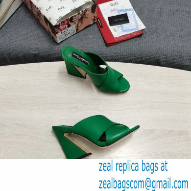 Dolce  &  Gabbana Heel 11cm Mules Calfskin Green with Geometric Heel 2022